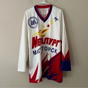 Magnitogosk Metallurg KHL Russia Hockey Jersey Men’s Size 50 White Red